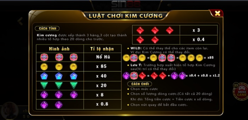 luu y khi choi mini game kim cuong