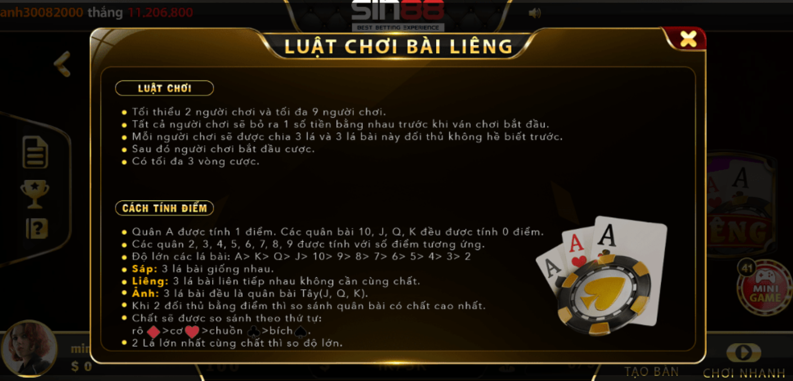 hướng dẫn nhanh cách chơi liêng Sin88