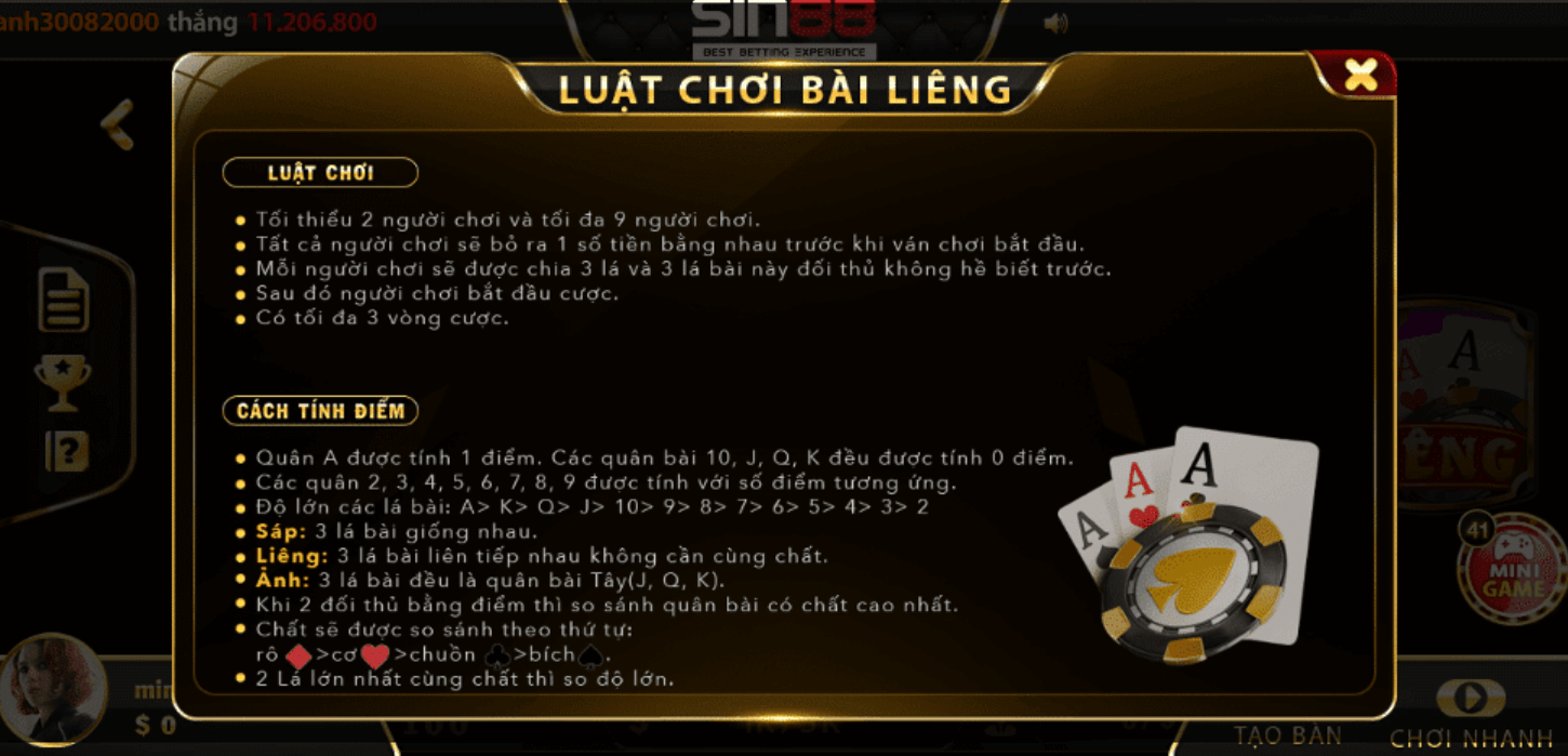 Luật chơi Liêng Sin88